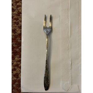 Vintage Wm. Rogers & Son Lady Fair Pickle/ Olive Fork  Floral Silverplate 2-Tine